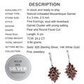 36 Natural Deep Red Mozambique Garnet Gemstone Solid .925 Sterling Silver Earrings