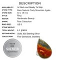 Natural Cady Mountain Agate set in Solid .925 Sterling Silver Ring Sz 8 OR Q