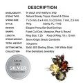 Natural Smoky Topaz, Garnet, Citrine Solid .925 Sterling Silver 14K White Gold Ring Size 7.25