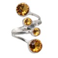 Beautiful Trendy Modern Setting Golden Citrine Gemstone .925  Silver Ring Size 8 OR Q