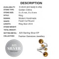 Beautiful Trendy Modern Setting Golden Citrine Gemstone .925  Silver Ring Size 8 OR Q