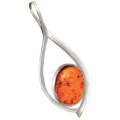 Captivating Modern Baltic Amber set in Solid .925 Sterling Silver Pendant