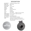Indonesian Bali -Java Handmade Black Onyx Gemstone .925 Sterling Silver Pendant
