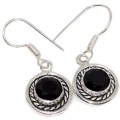 Handmade Dainty Natural Faceted Black Onyx  in .925 Silver Earrings