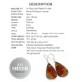 Natural Maligano Jasper Pear Gemstone .925 Sterling Silver Earrings