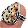 Natural Dalmation Jasper  Gemstone in 925 Sterling Silver Ring Size US 7.5