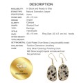 Natural Dalmation Jasper Gemstone Gold Plated Earrings