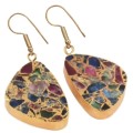 Natural Mixed Gemstones set in Gold Plated Brass Earrings