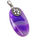 Natural Purple Botswana Agate Gemstone in Solid .925 Sterling Silver Pendant
