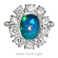 Regal 23.94 cts Ethiopian Fire Opal CZ Gemstone Solid .925 Sterling Ring Size 7 or O
