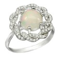 Regal 24.05 cts Ethiopian Fire Opal CZ Gemstone Solid .925 Sterling Ring Size 9 or R