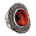 Handmade Fire Red Garnet Solid .925 Silver Ring Size US 7.5