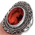Handmade Fire Red Garnet Solid .925 Silver Ring Size US 7.5