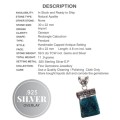 Natural Antique Style Capped Blue Apatite Gemstone .925 Sterling Silver Pendant