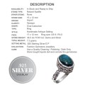 Handmade Natural Blue Apatite Gemstone .925 Silver Ring Size 8 or Q