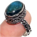 Handmade Natural Blue Apatite Gemstone .925 Silver Ring Size 8 or Q