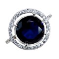 2 cts Sapphire Quartz, White Topaz Solid.925 Sterling Silver Ring Size 8 or Q