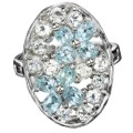 Outstanding Natural Sky Blue Topaz, White Cubic Zirconia Gemstone  Solid .925 Silver Size 7.75