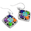6.81 cts Natural Arizona Copper Turquoise, Lapis Lazuli Solid .925 Sterling Silver Earrings
