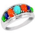 5.52 Cts Natural  South Western Arizona Turquoise Solid .925 Sterling Silver Ring size 9 or R1/2