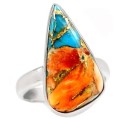 Natural  Spiny Oyster SW Arizona Copper Turquoise Solid .925 Sterling Silver Ring size 7.5 or P