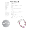 Dainty Mixed Shapes Pink Chalcedony Gemstone .925 Sterling Silver Bracelet