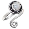 Dainty Natural White Moonstone .925 Silver Pinkie or Toe Ring Size US 6.5 -7 adjustable