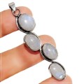 Natural Rainbow Moonstone Oval Cabochon  .925 Sterling Silver Pendant