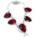 Handmade Indian Ruby Necklace Set In .925 Sterling Silver