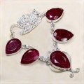 Handmade Indian Ruby Necklace Set In .925 Sterling Silver