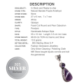Natural Purple Banded Amethyst Gemstone .925 Sterling Silver Pendant