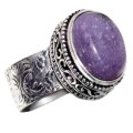 Natural Lepidolite Gemstone and .925 Sterling Silver Ring Size US 9 or R 1/2