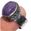Natural Lepidolite Gemstone and .925 Sterling Silver Ring Size US 9 or R 1/2