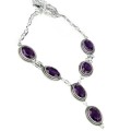 Handmade Antique Style Purple Amethyst Gemstone .925 Silver Necklace