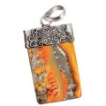 Natural Bumble Bee Jasper Gemstone Pendant in  .925 Sterling  Silver