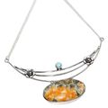 Natural Bumble Bee Jasper and Caribbean Larimar set in .925 Sterling Silver Necklace