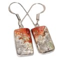 Natural Mexican Laguna Lace Agate Gemstone 925 Ssterling Silver Earrings