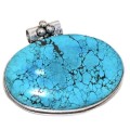 Asymmetrical Handmade Natural Blue Turquoise Gemstone 925 Sterling Silver Pendant