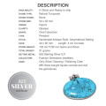 Asymmetrical Handmade Natural Blue Turquoise Gemstone 925 Sterling Silver Pendant