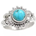 Enchanting Natural Sleeping Beauty Turquoise,  Gemstone Solid .925 Silver Ring Size 7 or O