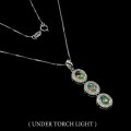 Deluxe  Unheated Rainbow Full Flash White Fire Opal Solid .925 Sterling Pendant Necklace