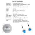 Magnificent One of a Kind Blue Fire Opal , White CZ Solid.925 Sterling Silver Earrings