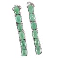 Natural Unheated Brazilian Emerald set in Solid .925 Sterling Silver 14k White Gold Earrings
