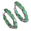 Exquisite 18 Natural Unheated Brazilian Emeralds Solid .925 Sterling Silver 14k White Gold Earrings