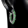 Exquisite 18 Natural Unheated Brazilian Emeralds Solid .925 Sterling Silver 14k White Gold Earrings
