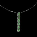 Exquisite Natural Unheated Brazilian Emerald Solid .925 Sterling Silver 14k White Gold Necklace