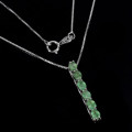 Exquisite Natural Unheated Brazilian Emerald Solid .925 Sterling Silver 14k White Gold Necklace