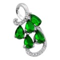 Dainty Emerald Quartz and White Topaz Gemstone in Solid 925 Sterling Silver Pendant