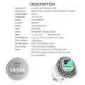 4.19 cts New Zealand Abalone Paua Sea Shell set in Solid .925 Sterling Silver Ring Sz 8.5