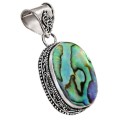 Victorian New Zealand Natural Abalone Oval  in 925 Sterling Silver Pendant